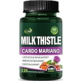 Verdeherb Berberine with Milk Thistle Liver Detox Capsules, Berberina y Alcachofa y Cardo Mariano con Silimarina para el Higado Graso, Liver Cleanse Detox & Repair Formula w/Turmeric Extract. 120Count