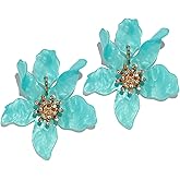 ANDPAI Unique Bohemian Oversized Acrylic Resin Flower Dangle Drop Earrings Retro Large Hawaii Flower Lei Earrings for Women Statement Jewelry Gifts