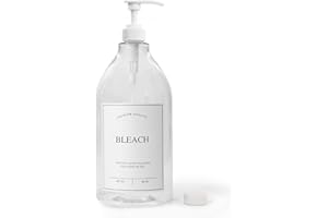 Calindiana Modern Farmhouse Bleach Liquid Laundry Detergent Dispenser for Laundry Room Decor and Organization, PET Plastic Landry Soap Containers with Water Resistant Label, Clear 64oz