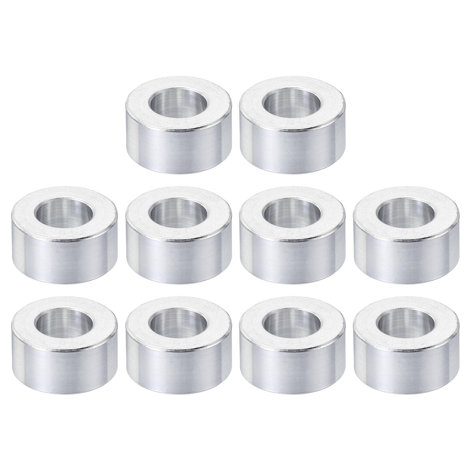 PATIKIL M10 Aluminum Spacers, 10 Pcs Metal Spacer Aluminum 10.5mm ID x 20mm OD x 10mm L Aluminum Spacer Screw Standoff Round for 3/8" M10 Screw Bolts