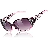 FEISEDY Women's Polarized Sunglasses Wrap Around Rhinestone Design Fashion Sunnies UV400 Protection B1091