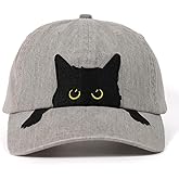 InnoBeta Black Cat Lovers Gifts for Women, Men, Adjustable Embroidered Hat for Birthday, Christmas