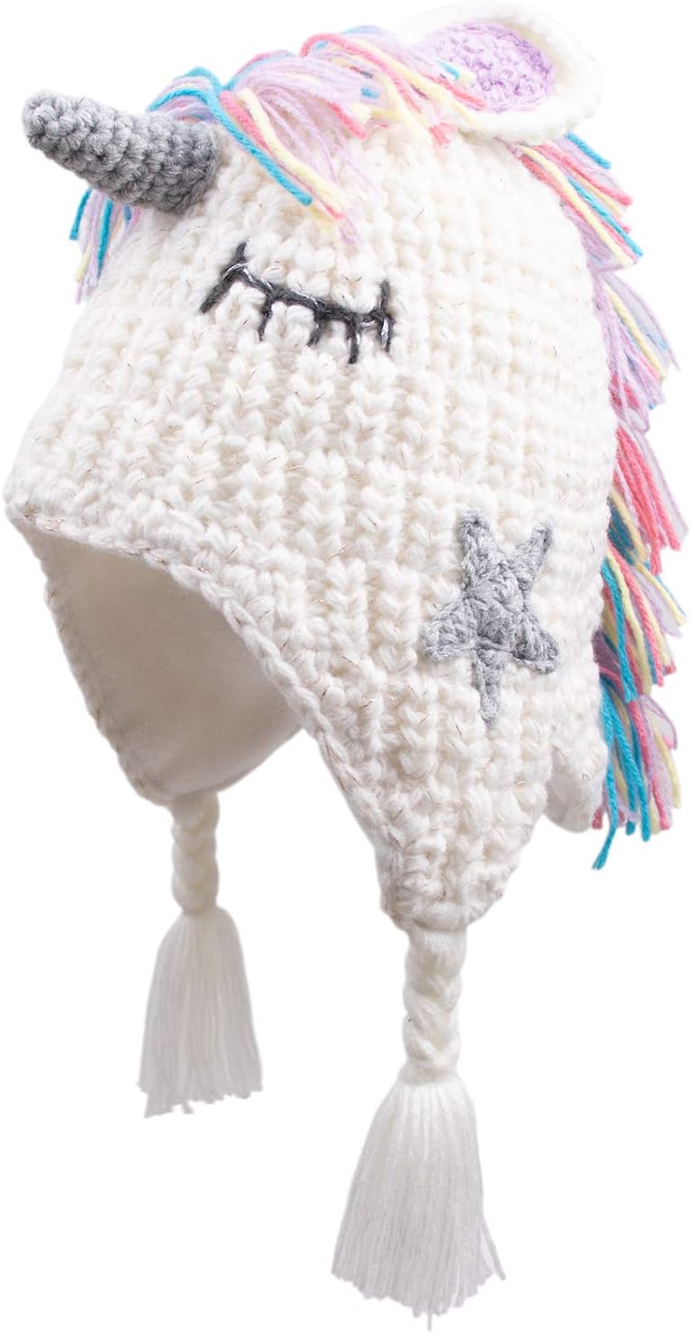 ERISO Baby Girls Winter Hat Fleece Lined Warm Knit Beanie Kids Cap with Earflap