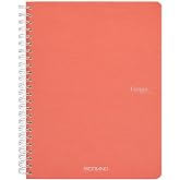Fabriano EcoQua Spiral-Bound Notebook, 5.83" x 8.27", A5, Grid, 70 Sheets, Flamingo