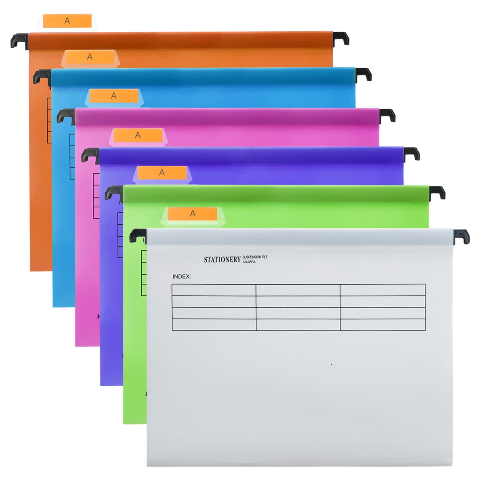 Hiziwimi 24Pcs A4 Suspension Files [Pack 24], PP Material Filing Cabinet with Tabs and Inserts,Filing Cabinet Hanging File for Office School Desktop File Storage, File Classification File Folder