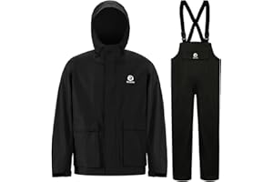 Rizzon Fishing Rain Suit for Men Waterproof Sailing Rain Jacket Bib Pants With Hood Foul Weather Gear