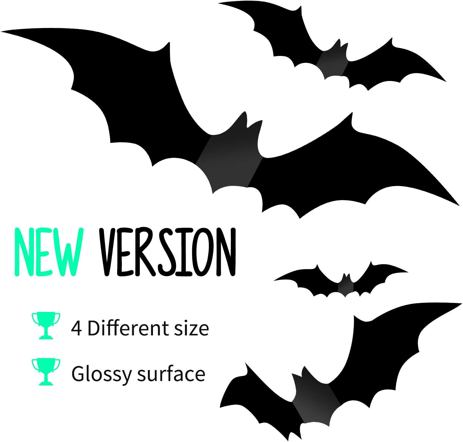 Halloween Party Indoor Outdoor Decor Supplies, 56 PCS Reusable PVC 3D Decorative Scary Bats Wall Sticker Comes with Double Sided Foam Tape: Arts, Crafts & Sewing