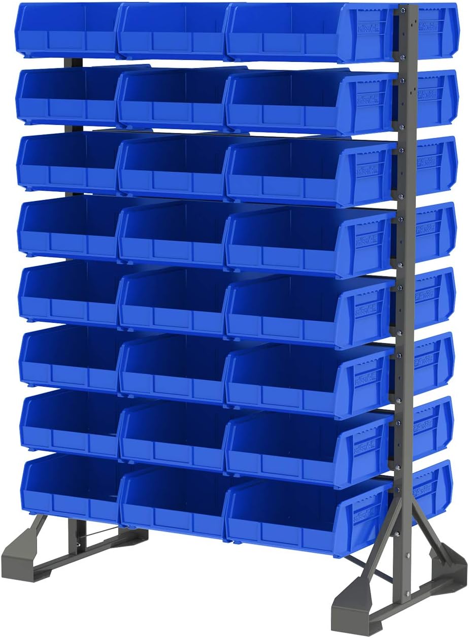 Akro-Mils 30235 AkroBins Plastic Storage Bin Hanging Stacking Containers, (11-Inch x 11-Inch x 5-Inch), Black, (6-Pack) - Open Home Storage Bins - 