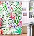 LB Floral Flamingo Shower Curtains 3D Digital Printing Bath Curtains 60x72 inch Bathroom Curtains Anti Bacterial Waterproof Polyester Fabric,Hooks Included
