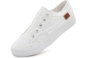 XRH Women's Slip on Shoes Non Slip Fashion Canvas Sneakers Low Top Casual Shoes