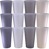 AOYITE Unbreakable Plastic Cups Reusable, 32 oz Plastic Tumblers set of 12, BPA Free Dishwasher Safe Large Drink Cup for Kids Kitchen Camping Party Outdoor (Grey Stone)