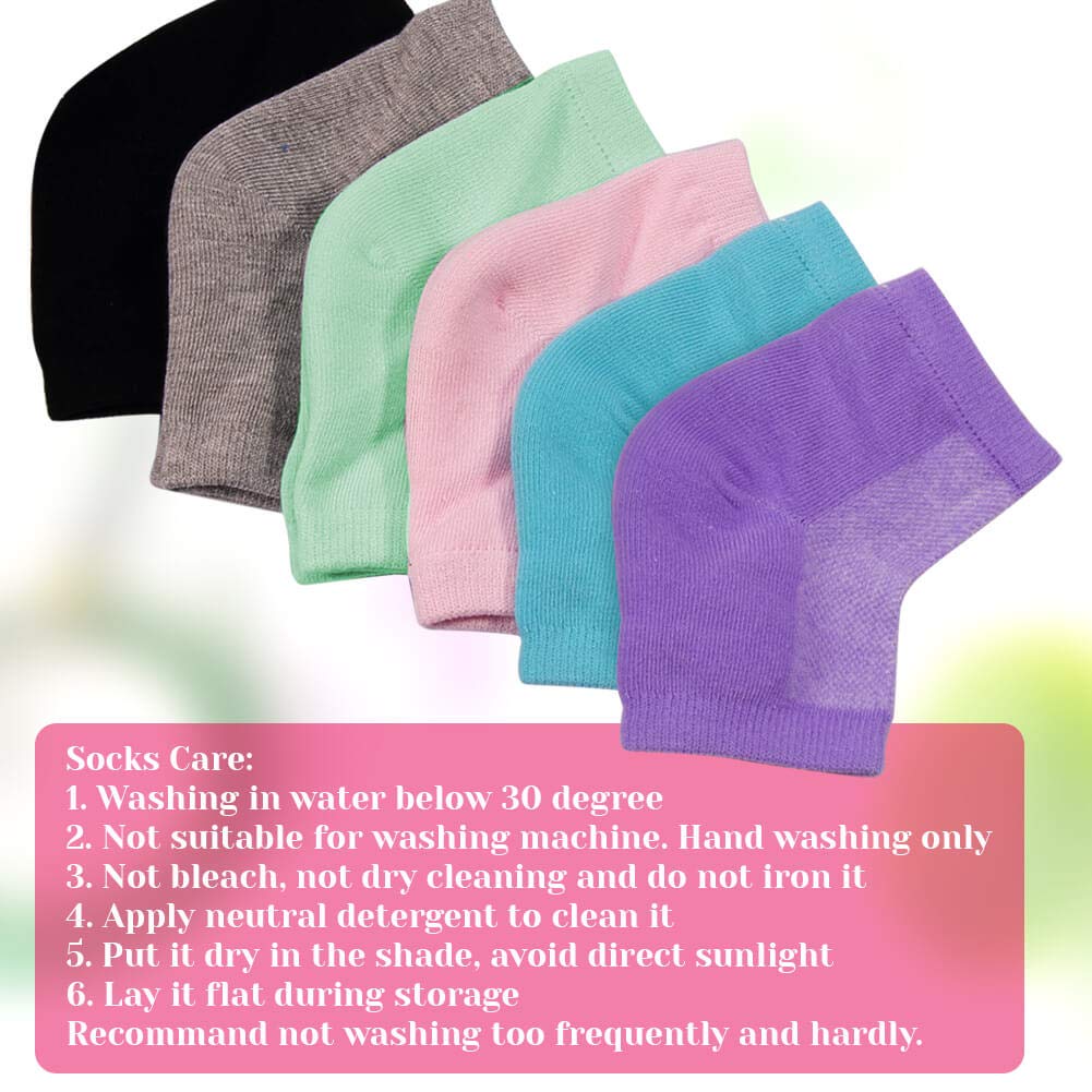 Selizo 6 Pairs Heel Moisturizing Socks Open Toe Socks Cracked Gel Heel Socks Foot Toeless Cooling Heel Repair Socks for Women Dry Hard Cracked Feet, 6 Colors : Beauty
