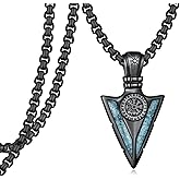 Tiaxiemo Viking Arrowhead/Raven Skull/Vegvisir/Axe Necklace 925 Sterling Sliver Viking Necklace Norse Jewelry Gifts for Men