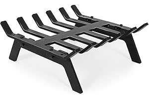 GoCampDirect Fireplace Grate 16inch | Fireplace Log Grate with Heavy Duty Solid Round Steel 3/4” Bar | No Assembly Required Hearth Grate for Firepit Firewood Log Indoor Wood Stove Burning