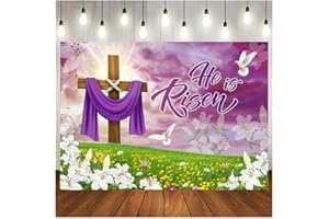 LTLYH 7x5ft Easter Jesus Backdrop Banner - Jesus He is Risen Resurrection Background for Easter Day Celebration Party Decor