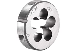 uxcell 1/2-28 UNEF Round Die, Machine Thread Right Hand Threading Die, Alloy Tool Steel Screw Thread Cutting Die