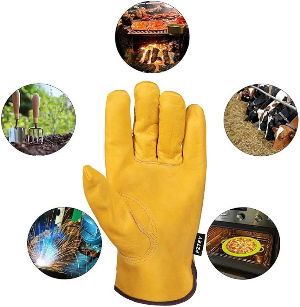 FZTEY 2 Pairs Heavy duty Gardening Ladies&Men&Women Thorn Proof Leather Garden gloves: Clothing
