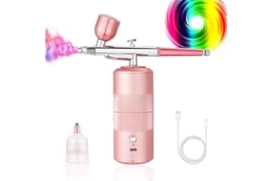 LIARTY Airbrush Kit Machine with Compressor, Rechargeable Handheld Airbrush, Professional Cordless Air Brush Portable Wireless for Nail Art, Makeup, Barber, Cake Decor, Painting (Rose)