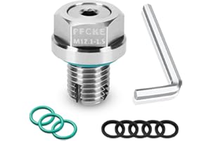 PFCKE M12.1-1.5x 15mm Oil Drain Plug Oversize Piggyback, Stainless Steel Self Tapping Oil Pan Thread Repair Kit with O-Ring,and Hexagonal Wrench.