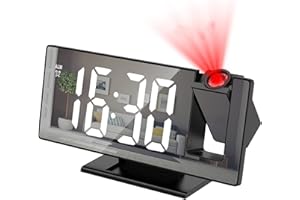Ankilo Projection Alarm Clock, 4-Level Dimmer, 7.8" Large Screen, Snooze Function, 12/24H, USB Charging Port, Temperature Display, Ceiling Digital Alarm Clock with 180° Projector for Home, Desktop