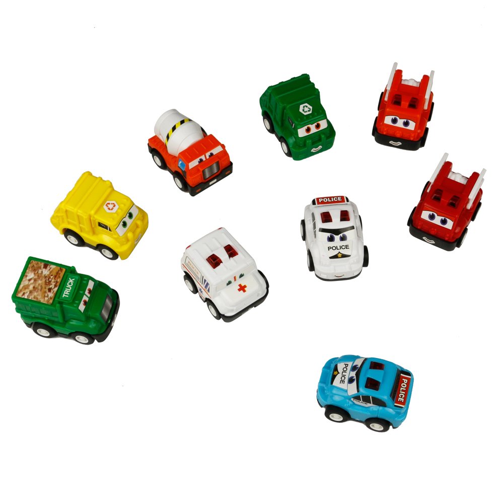 Véhicule Miniature Camion 9 Pcs Tire Hacia Atrás el Coche de Juguetes para Niños Niñas