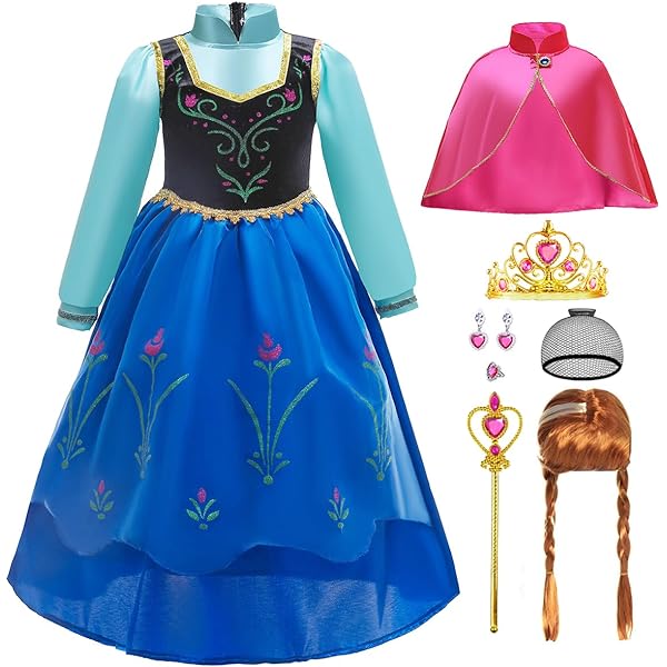 Amazon.com: JerrisApparel Princess Snow Party Dress Queen Costume Cosplay  Dress Up (2-3, Blue with Accessories) : Clothing, Shoes & Jewelry
