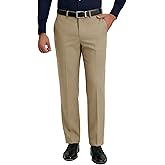 Men's 4-Way Stretch Straight Fit Dress Pants with Expandable Waistband Flat Front No Iron Golf Pants