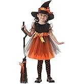 JIFRE Cute Children Halloween Orange Witch Costume for Girls, Toddler Infant Baby Halloween Costume Outfit Cosplay