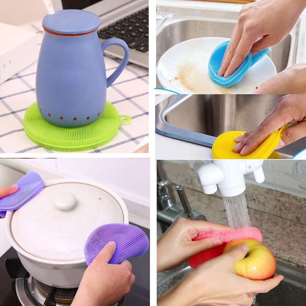 Kitchen Funnel Collapsible for Liquid/Powder Transfer,Silicone Dish Sponge 100% Food Grade Silicone, BPA Free Silicone Kitchen Set