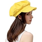 Newsboy Hats for Women -100% Cotton Womens Newsboy Cap Vintage Cabbie Hat - Pageboy Hats for Women Girls Ladies Gift (Cotton, Yellow)