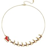 GZQ Christmas Necklace For Women Deer Pendant Necklace Christmas Jewelry Xmas Gifts for Women(N62)