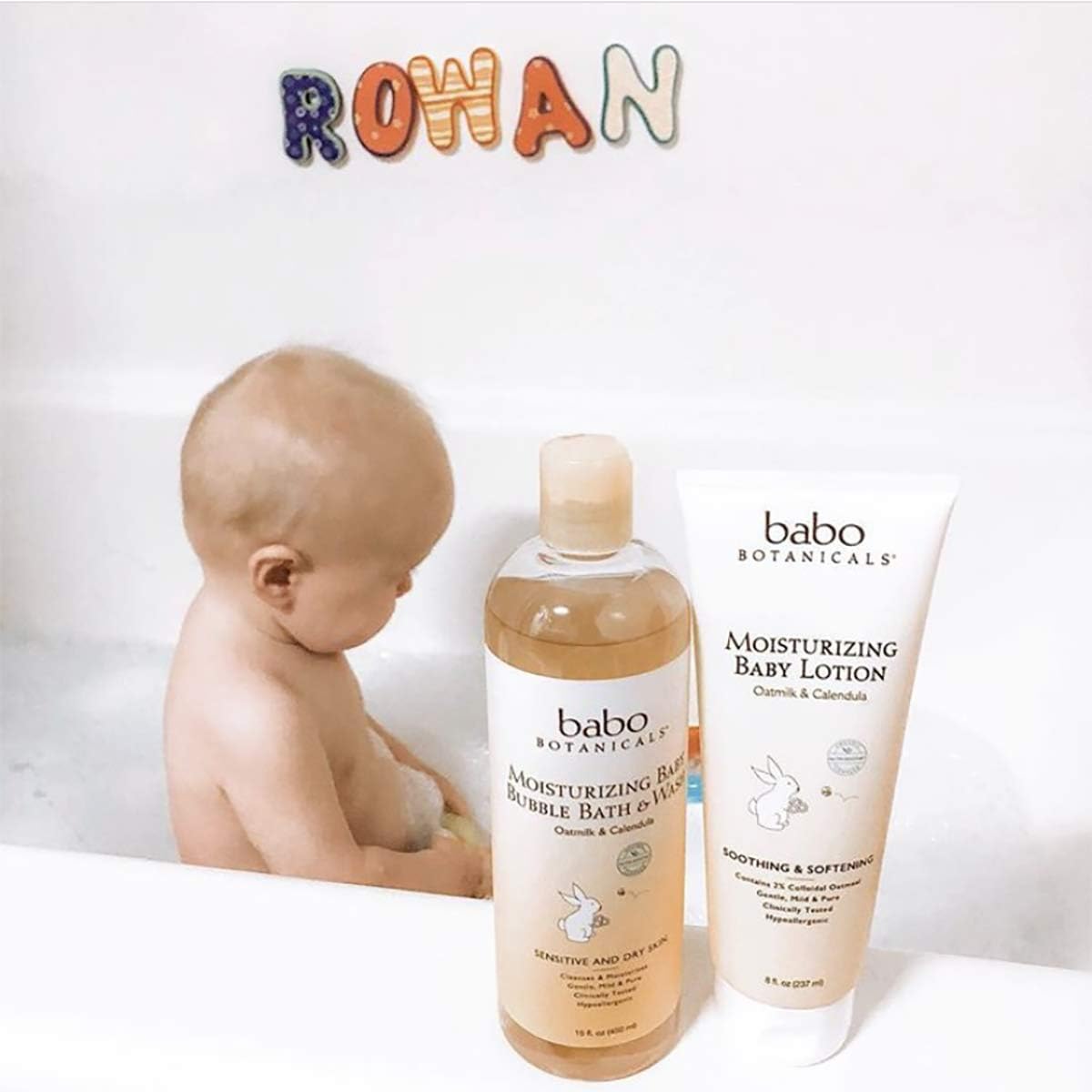Babo Botanicals Moisturizing Baby Lotion, Non-Greasy, Hypoallergenic, , Multi, Oatmilk Calendula, 8 Fl Oz: Beauty