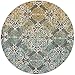 SAFAVIEH Evoke Collection Area Rug - 3' Round, Grey & Ivory, Medallion Damask Design, Non-Shedding & Easy Care, Ideal for High Traffic Areas in Living Room, Bedroom (EVK230D)