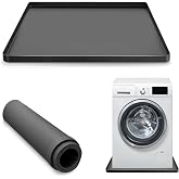 Huakaile 23.6''/60 CM Silicone Washing Machine Tray with Raised Edge, Non-Slip Washer Drain Pan Mat, Anti-Vibration Dishwasher Pan Topper for Leaks Drip Floor Fridge Dryer Protection (Black)