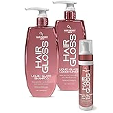 Hair Chemist Hair Gloss Liquid Glass 3-PC Volumize & Curl Set - Includes 33.8oz Shampoo, 33.8oz Conditioner & 8oz Hair Mousse Set (3-PC SET)