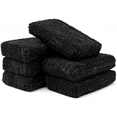 The Rag Company - Premium Grade Terry Microfiber Detailing Applicator Sponges - Versatile Detailing Tool, Extra Absorbent, Able to Withstand Numerous Uses, 3in x 5in, Black (6-Pack)