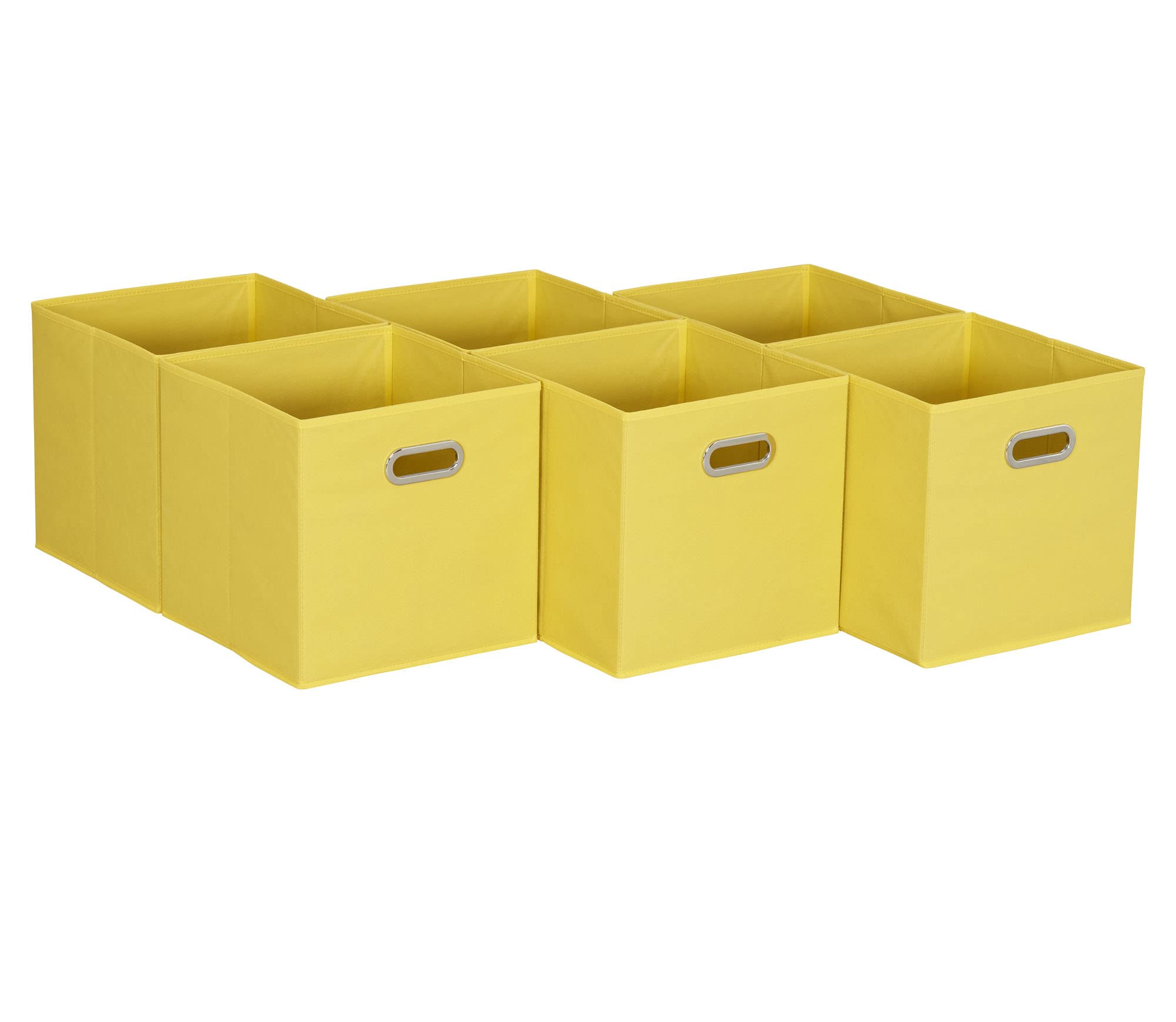 Household Essentials Yellow Fabric Storage Bins with Handle, Bright (Pack of 6)