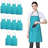 Hi loyaya 10 Pack Blue Bib Aprons Bulk for Women Girl with Pockets, Baking Party Painting BBQ Cooking Kitchen Apron (10, Blue)
