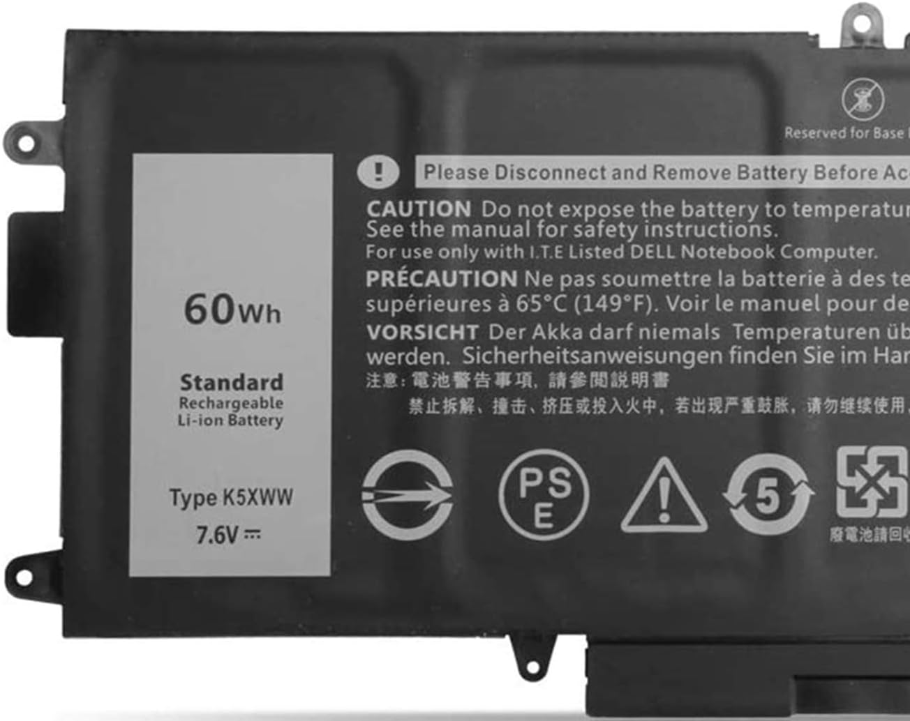 ASKC 60Wh K5XWW Laptop Battery for Dell Latitude 7389 5289 E5289 7390 2-in-1 L3180 Series Notebook 6CYH6 71TG4 725KY N18GG J0PGR 7.6V 4-Cell - Image 3