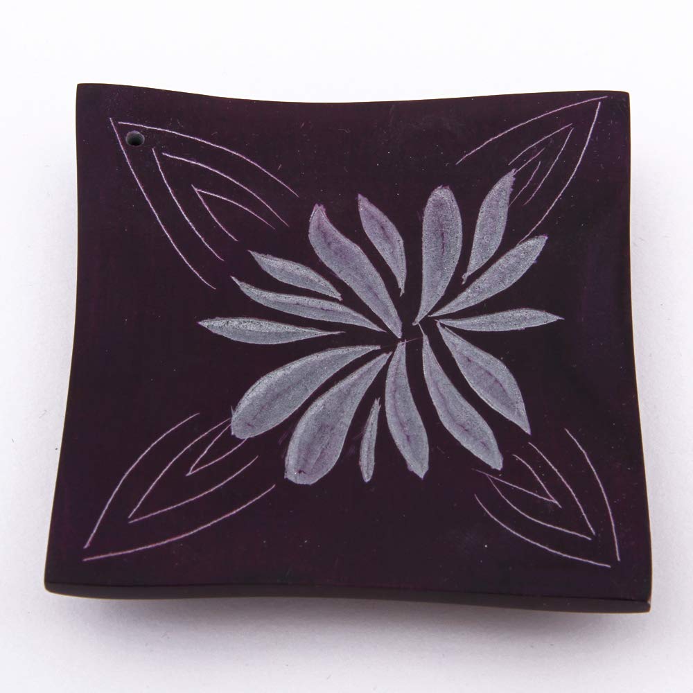 Bitto Incense Stick Holder Softstone BLOSSOM purple also for Incense Cones Fair Trade, 7,5 x 7,5 cm Deco Scent Fragrance