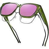 HAOLOTA Polarized Fit Over Glasses Sunglasses for Women Men Trendy Square Wrap Around Shades UV Protection