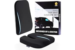 Elmara Doctor-Designed Car Seat Cushions for Driving – Car Seat Back Support, Driver Seat Cushion and Back Cushion for Car, Pillow for Driving Seat – The Ultimate Comfort Solution for Cars (Black)