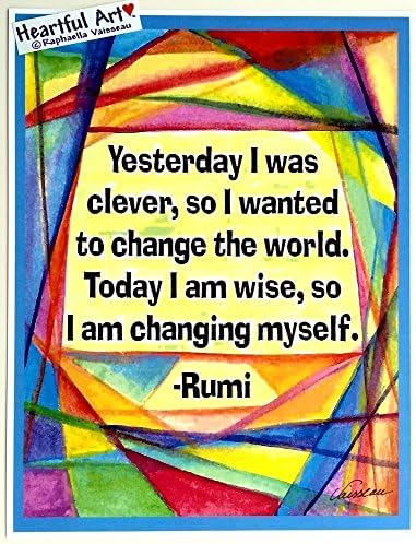 Yesterday I was clever 8x11 Rumi poster - Heartful Art by Raphaella Vaisseau