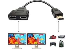 BATU HDMI Splitter Adapter Cable - Hdmi Splitter 1 in 2 Out Male to Dual HDMI Female 1 to 2 Way for HD, LED, LCD, TV, Support Two The Same TVs at The Same Time Mirror Only