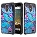Galaxy Wireless] Compatible for ZTE Maven 3 Case/Overture 3 Case/Prelude Plus Case [Impact Resistant] Silicone Hybrid Dual Layer Protective Case Cover for ZTE Maven 3/Overture 3 Blue Butterfly