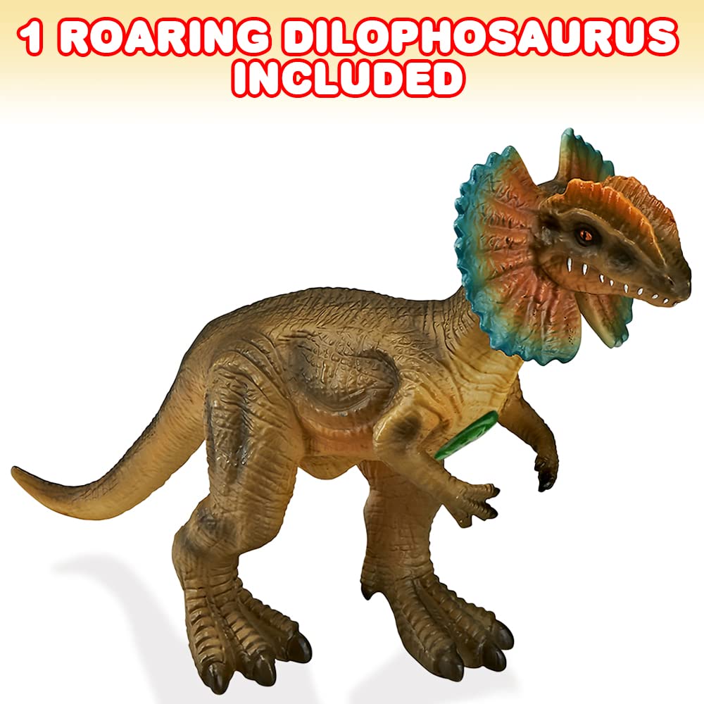 ArtCreativity Dilophosaurus Dinosaur Toy - Soft Touch, Roaring Sounds, Free Standing, Great for Imaginative Play