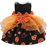 AGQT Toddler Girls Halloween Dresses Polka Dot Colorblock Mesh Tulle Tutu Skirt Size 12 Months-3 Years