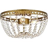 Elegant Lighting Kylie 12" Iron and Crystal Flush Mount in Brass