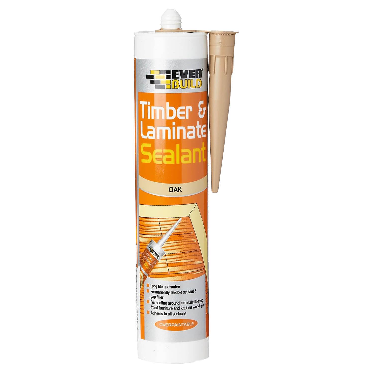 Everbuild Timber and Laminate Sealant – Permanently Flexible – Sealant and Gap Filler – Solvent Free – Oak – 290ml