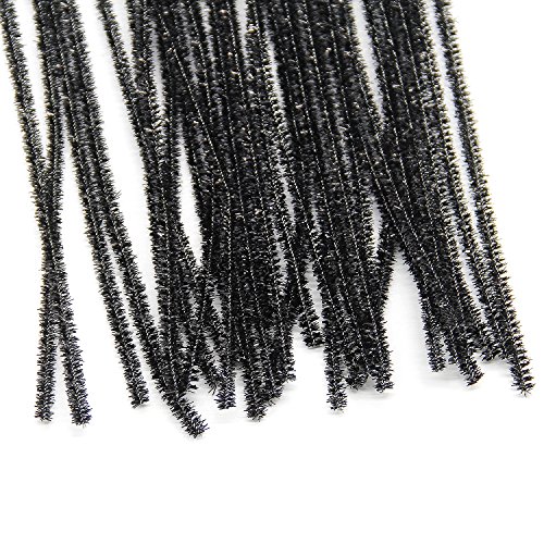 WIWAPLEX 200pcs 12" X 6mm Glitter Tinsel Creative Arts Chenille Stems Sparkle Pipe Cleaners for DIY Craft Projects (Black) - Thumbnail 3